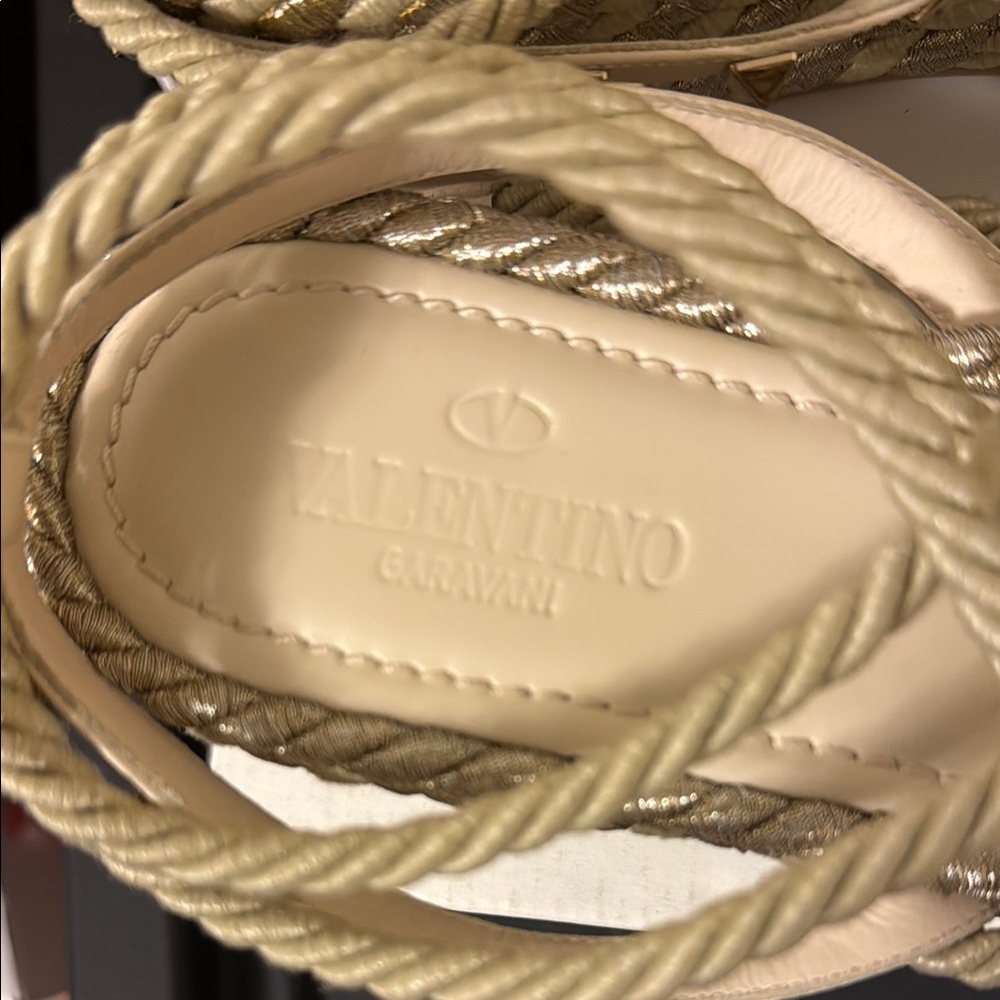 Valentino Cream Rockstud Sandals - Picture 4 of 9